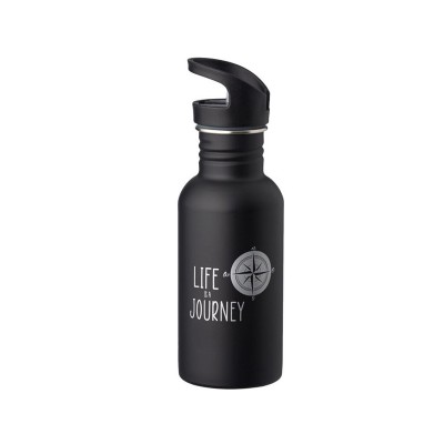 Bidon de apa cu mesaj motivational, Inox, 500 ml, Negru mat, ATU-082798 foto