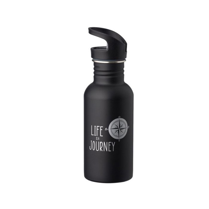 Bidon de apa cu mesaj motivational, Inox, 500 ml, Negru mat, ATU-082798