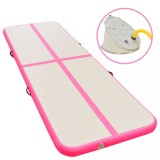 Gossi saltea gimnastica gonflabila cu pompa roz 500x100x10cm pvc
