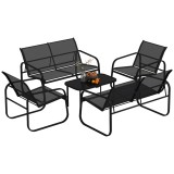 Outsunny Set de Mobilier de Grădină din 5 Piese, cu 2 Canapele, 2 Fotolii și o Măsuță de Cafea, 111x70x75 cm, Negru | Aosom Romania