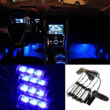 Set 4 Lumini Ambientale Auto LED Interior Ice Blue 12V Bricheta Universale 360&deg;