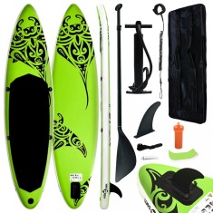 vidaXL Set de placa SUP gonflabila, verde, 320x76x15 cm foto