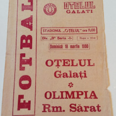 Program meci fotbal OTELUL GALATI - OLIMPIA RAMNICU SARAT (18.03.1990)