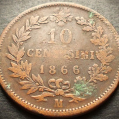 Moneda istorica 10 CENTESIMI - ITALIA REGAT, anul 1866 M * cod 4179