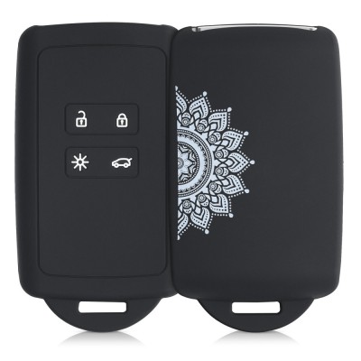Husa Cheie Auto pentru Renault / Dacia - 4 Butoane - Keyless Go, kwmobile, Silicon, Negru, 49769.22 foto