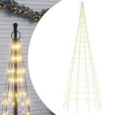 Pom de Craciun LED pe stalp 550 LED-uri Alb Cald 300 cm foto