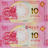 Bancnota Macao 10 Patacas 2021 - PNew UNC (Anul bivolului - set x2 BNU + BoC)