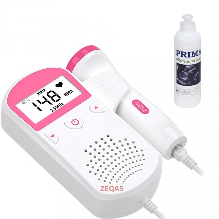 Monitor Doppler fetal pentru gravide cu gel ultrasunete inclus, ZEQAS, fara radiatii, monitorizarea functiilor vitale fat intrauterin, detectarea bata