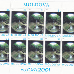 MOLDOVA 2001, EUROPA CEPT, minicoala de 10 timbre neuzată, MNH