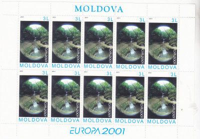 MOLDOVA 2001, EUROPA CEPT, minicoala de 10 timbre neuzată, MNH foto
