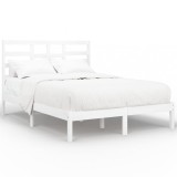 Cumpara ieftin Cadru de pat mic dublu, alb, 120x190 cm, lemn masiv