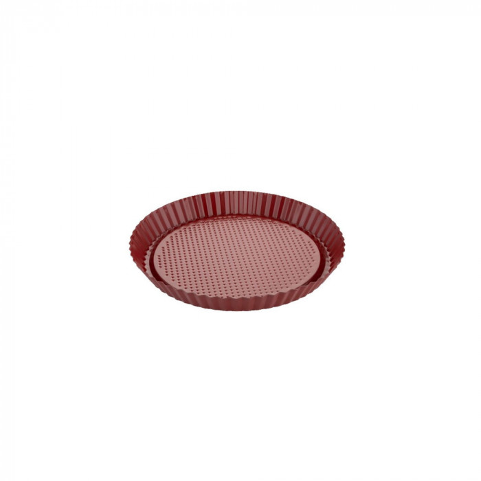 Forma, rotunda pentru copt tarte, otel carbon, strat antiaderent, 28 x 3 cm, visiniu, Florina