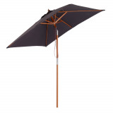 Outsunny Umbrelă de Grădină Rabatabilă, Cadru din Lemn de Brad, 2x1.5m, Gri &Icirc;nchis | Aosom Romania