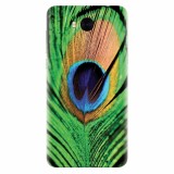 Husa silicon pentru Huawei Y6 2017, Peacock Feather Green Blue