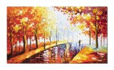 Cumpara ieftin Tablou pictat manual living, dormitor, Noi doi pe aleea vietii, 120x70cm ulei pe panza in relief efect 3D