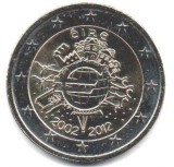 IRLANDA 2 euro comemorativa 2012 TYE (10 ani euro) - UNC, Europa, Cupru-Nichel