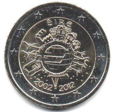 IRLANDA 2 euro comemorativa 2012 TYE (10 ani euro) - UNC foto