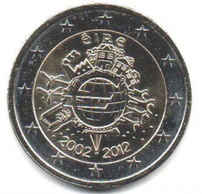 IRLANDA 2 euro comemorativa 2012 TYE (10 ani euro) - UNC