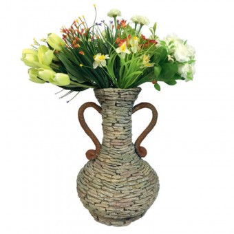 Decoratiune gradina Strend Pro Gecco 58, Vaza pentru flori, ceramic, 27x27x40 cm foto