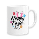 Cana alba personalizata &quot;Happy Easter&quot;, INOVATIX&reg;. 330ml