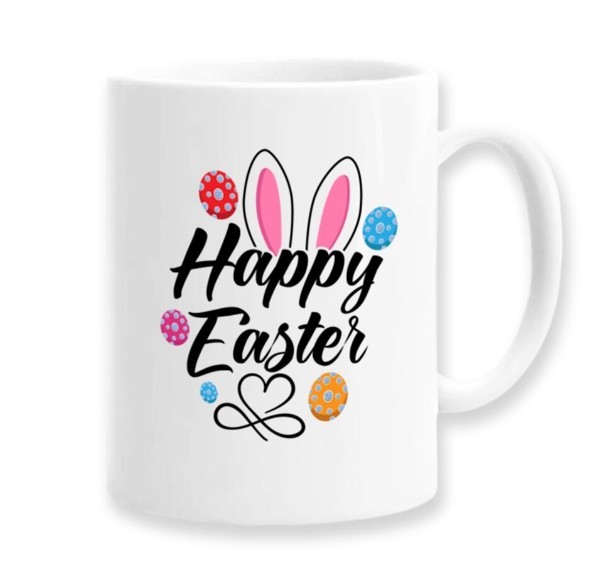Cana alba personalizata &quot;Happy Easter&quot;, INOVATIX&reg;. 330ml