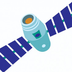 Sticker decorativ, Satelit , Albastru, 80 cm, 4954ST-25