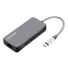 Hub USB Lenovo HUB-C506, 4 x USB, Port Alimentare Type-C, Gri
