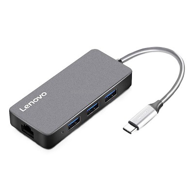 Hub USB Lenovo HUB-C506, 4 x USB, Port Alimentare Type-C, Gri foto