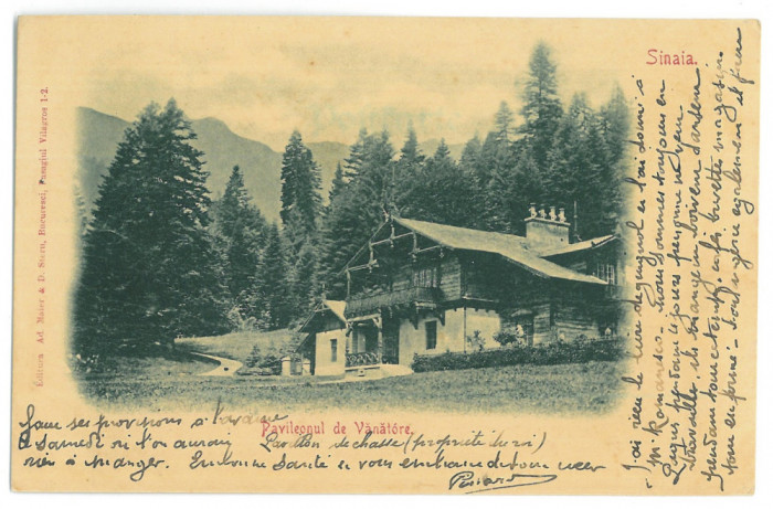 3936 - SINAIA, Prahova, Hunting pavilion, Litho - old postcard - used - 1902