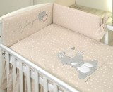 Lenjerie 3 piese Cu protectie laterala Iepuras din Bumbac, 140x70 cm, Bej