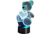 Lampă de veghe, model ursuleț, LED, plastic/acril, &icirc;ncărcare USB sau baterii, multicolor, Oem