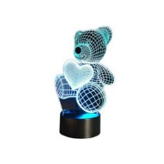 Lampă de veghe, model ursuleț, LED, plastic/acril, &icirc;ncărcare USB sau baterii, multicolor