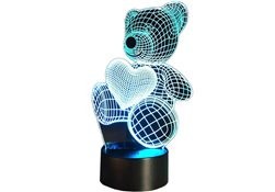 Lampă de veghe, model ursuleț, LED, plastic/acril, &amp;icirc;ncărcare USB sau baterii, multicolor foto