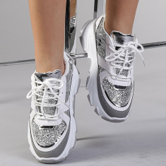 Pantofi sport dama Philippa alb cu gri foto