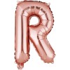 Balon folie metalizata litera r, flippy, 40 cm, umflati cu heliu sau aer, ambalaj individual, pai inclus, rose gold