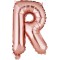 Balon folie metalizata litera r, flippy, 40 cm, umflati cu heliu sau aer, ambalaj individual, pai inclus, rose gold