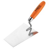 Mistrie stucco profesionala NEO Tools, forma trapezoidala, inox, maner lemn, 160 mm
