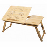 Masa pentru laptop, Artool, pliabila, lemn, natur, 60x30x37 cm