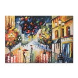 Tablou pictat manual living - Noi doi sub umbrela mea - 100x70cm ulei pe panza in cutit efect 3D, Magistral!