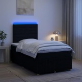 Cumpara ieftin Pat cu arcuri LED si saltea Negru 120 x 200 cm Tesatura