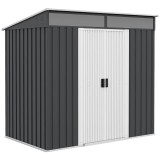 Casuta/magazie/sopron de gradina pentru depozitare unelte, cu structura baza inclusa, otel, gri, 195x122x181.5 cm