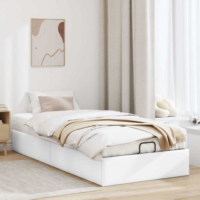 vidaXL Cadru de pat otoman fără saltea Alb 90x200 cm piele artificială