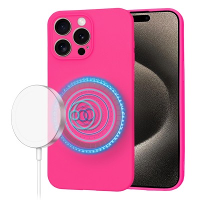 Husa silicon iPhone 15 Pro Max Techsuit SoftFlex MagSafe, fucsia foto