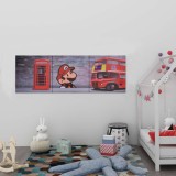 Cumpara ieftin Set tablouri din p&acirc;nză, imprimeu Londra, multicolor, 120x40 cm