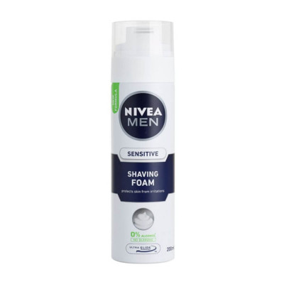 Spuma de Ras fara Alcool Nivea Men Sensitive Instant Protection, 200 ml, Spume de Ras, Spuma de Barbierit Ten Sensibil, Spuma Hidratanta de Ras, Nivea foto