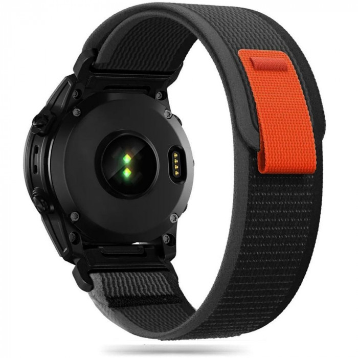 Curea Tech-Protect Nylon Garmin Fenix 5 6 6 Pro 7 7 Pro 8 47mm negru portocaliu