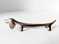 Figurina metal: caine Tekel, soricar, dachshund, 9cm lungime, foto