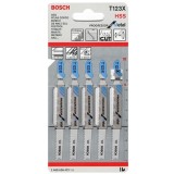 Bosch T 123 X - Set panze fierastrau pendular tija cu un prag de prindere (T) 100 mm metal taiere dreapta fina 5 bucati