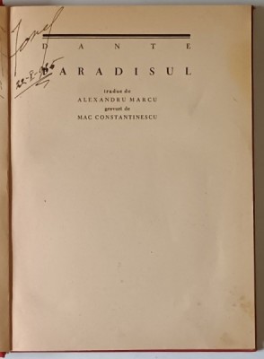 PARADISUL de DANTE , gravuri de MAC CONSTANTINESCU , 1934 *EXEMPLAR RELEGAT foto