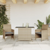 Set bistro cu perne, 3 piese, bej combinat, poliratan GartenMobel Dekor, vidaXL